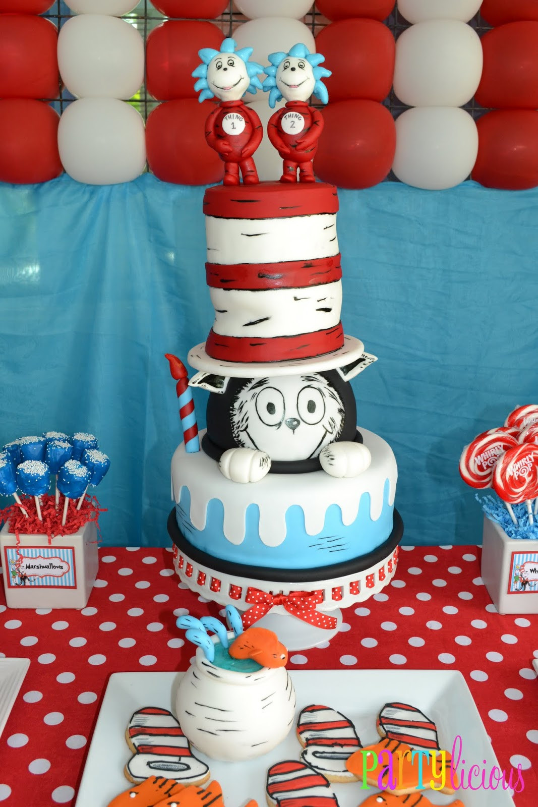 Cat Birthday Decorations
 Partylicious Events PR The Cat in the Hat 1st Birthday