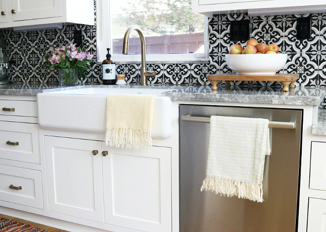 kitchen design with cement tile backsplash