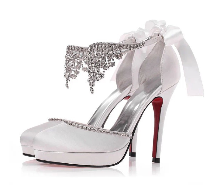 Cheap White Wedding Shoes
 Wholesale 2015 new Korean princess diamond white wedding