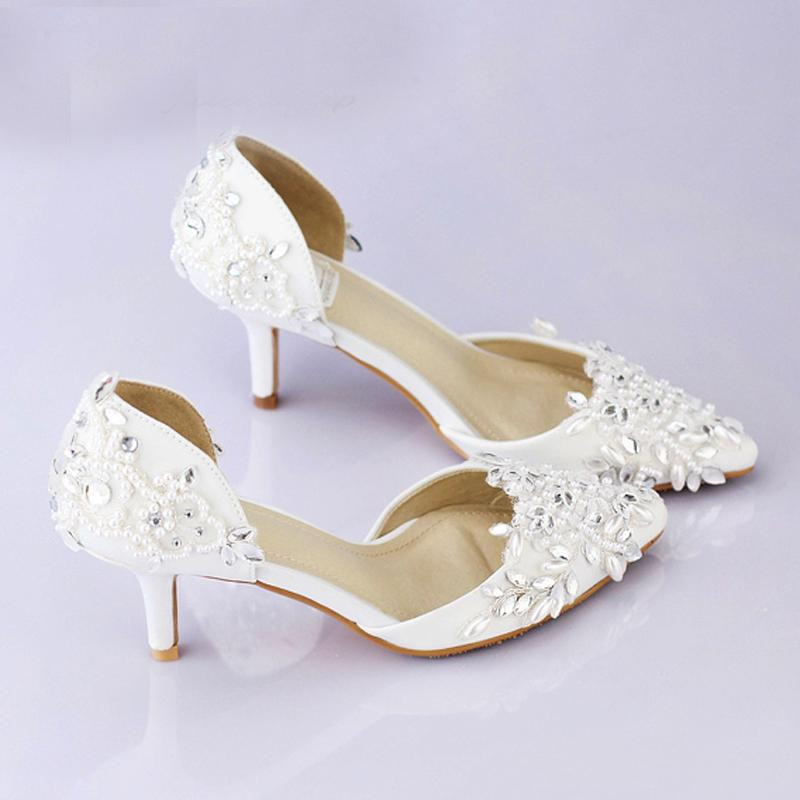 Cheap White Wedding Shoes
 Cheap Pointed Toe Wedding Shoe fortable Middle Heel