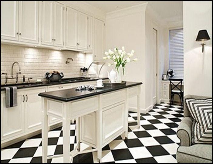 Checkered Kitchen Floor
 Black and White Floors Kitchen