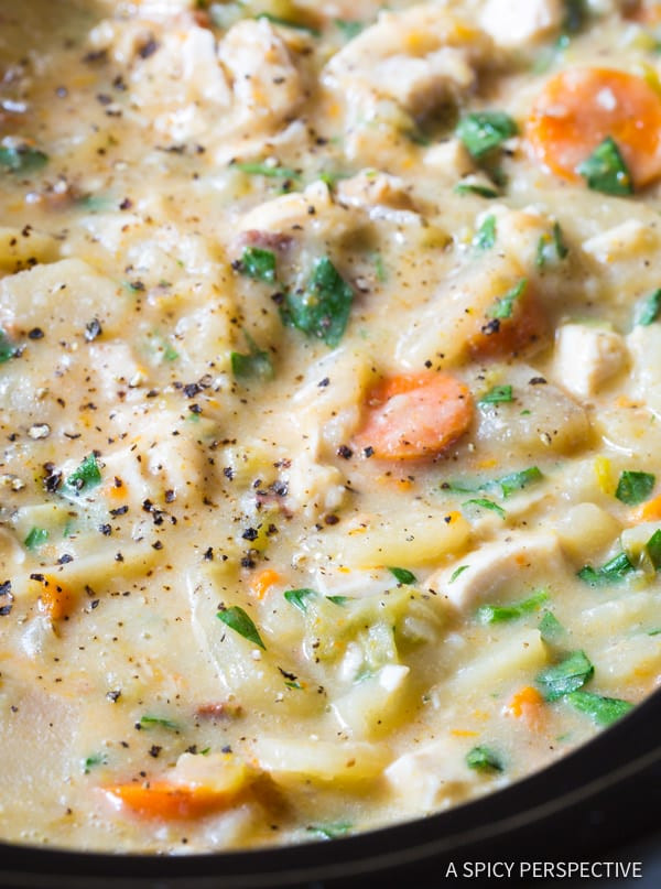Chicken Potato Soup Slow Cooker
 Healthy Slow Cooker Chicken Potato Soup VIDEO A Spicy