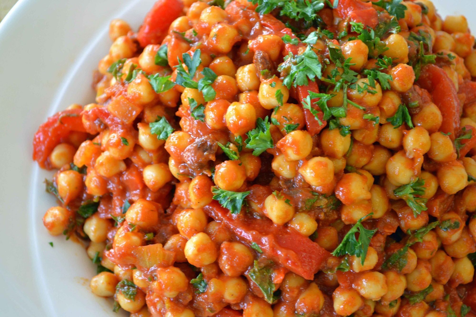 Chickpea Dinner Recipes
 Moroccan Chickpeas with Roasted Peppers Parsley & Mint