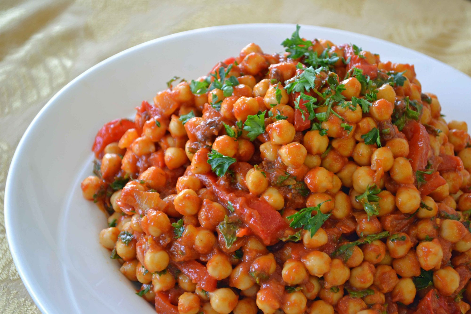Chickpea Dinner Recipes
 Moroccan Chickpeas with Roasted Peppers Parsley & Mint