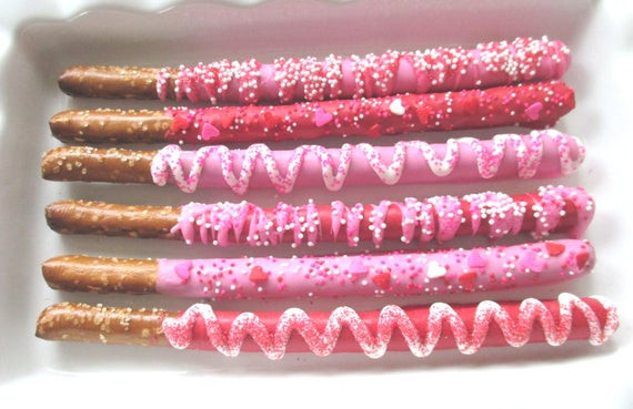Chocolate Covered Pretzels For Valentines Day
 24 Chocolate Pretzel Rods Valentine s Day Valentine