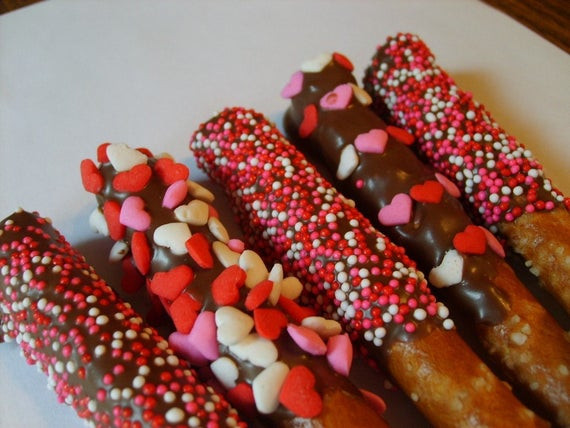 Chocolate Covered Pretzels For Valentines Day
 Valentine s Day Hand dipped Chocolate covered Pretzel Rods