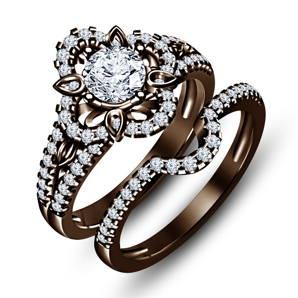 Chocolate Diamond Wedding Rings
 1 1 2 Ct Simulated Diamond Chocolate Color 925 Silver