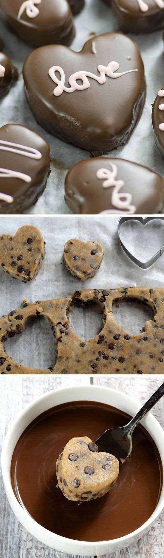Chocolate Valentine Desserts
 Chocolate Chip Cookie Dough Valentine’s Hearts