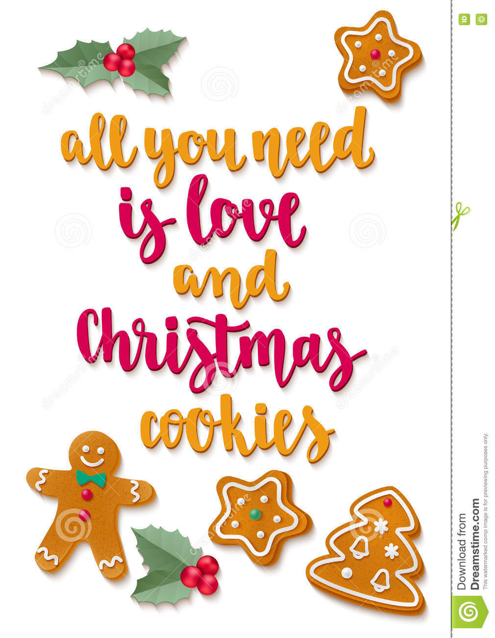 Christmas Cookie Quotes
 Christmas Gingerbread Cookie And Modern Calligraphy Style