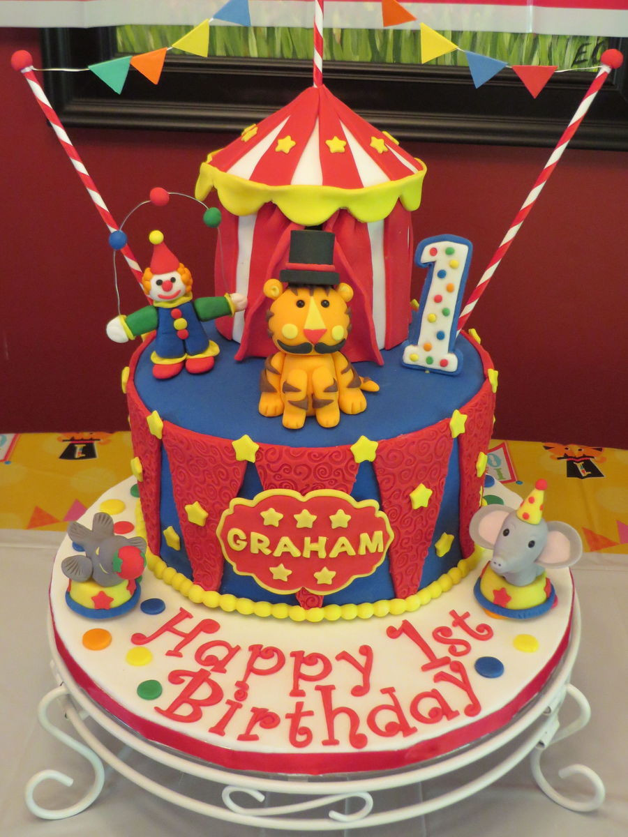 Circus Birthday Cake
 Circus Theme Cake For My Grandsons First Birthday 8