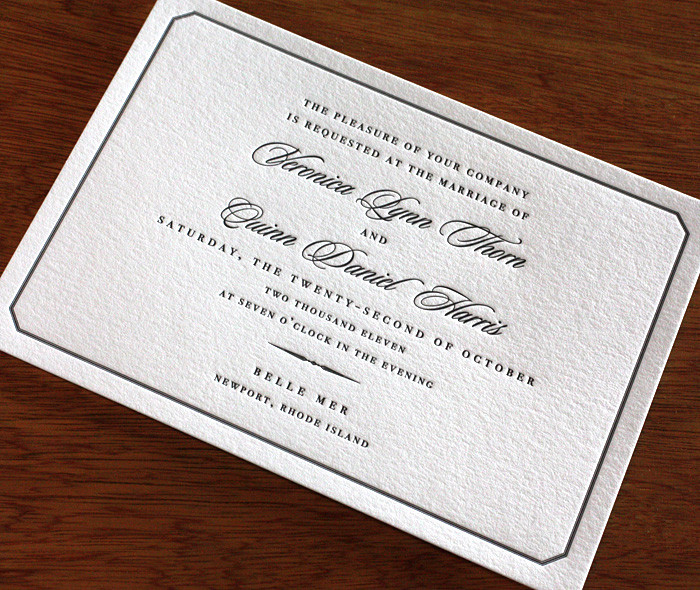 Classic Wedding Invitations
 Classic Letterpress Wedding Invitation Design Belle Mer