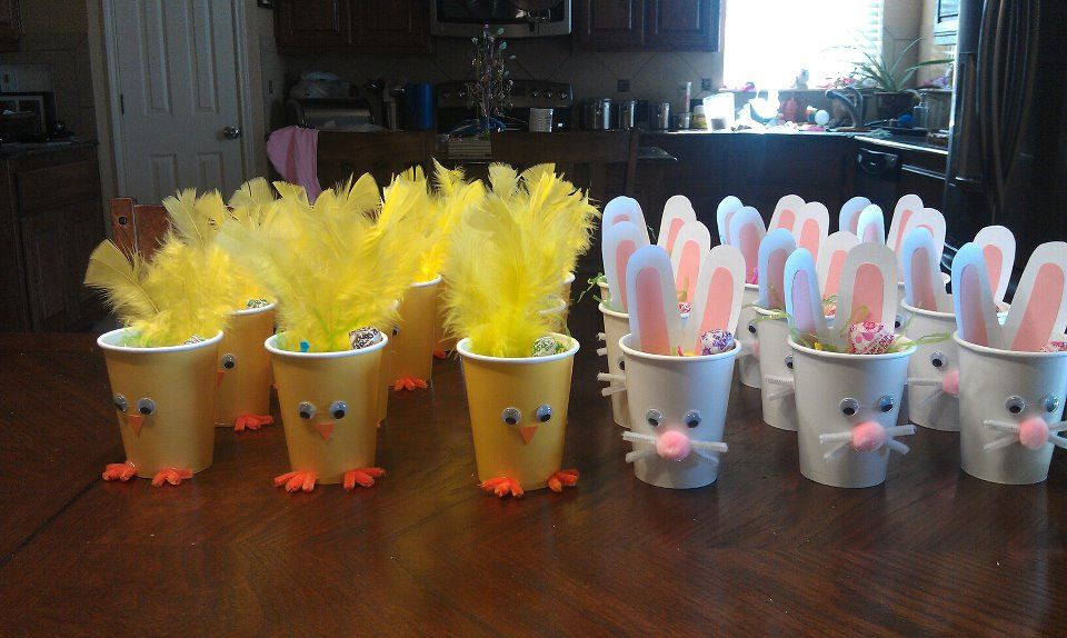 Classroom Easter Party Food Ideas
 Chick and Bunny treat cups Add a little easter grass and