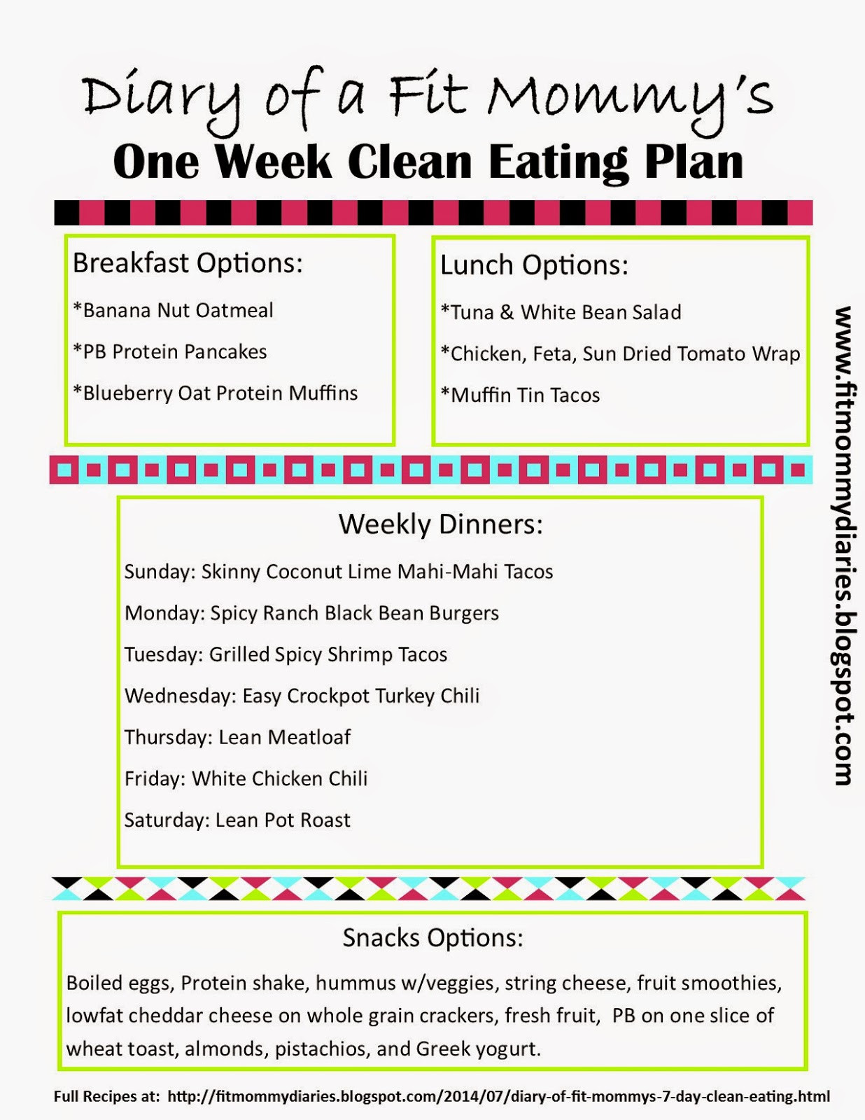 Clean Eating Diet Plan
 Diary of a Fit Mommy Diary of a Fit Mommy s 7 Day Clean