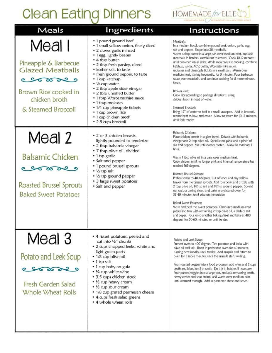 Clean Eating Diet Plan
 Clean Eating 7 Day Meal Plan ⋆ Homemade for Elle