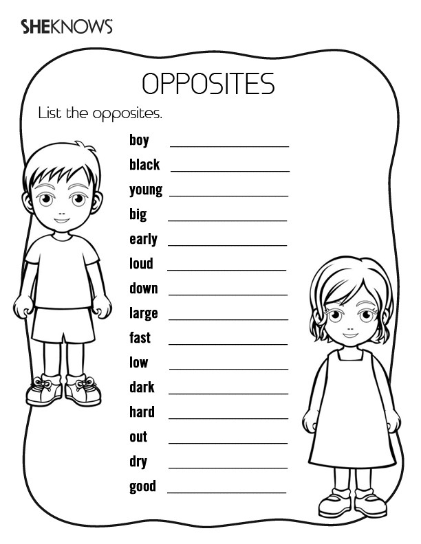 Coloring Pages For Kids Games
 List the Opposites Activity Free Printable Coloring Pages