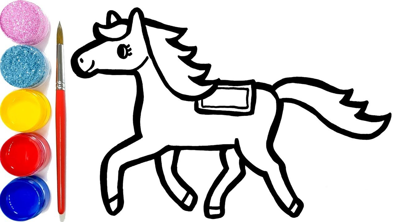 Coloring Pages Toddlers
 Glitter horse coloring and drawing learn colors for Kids