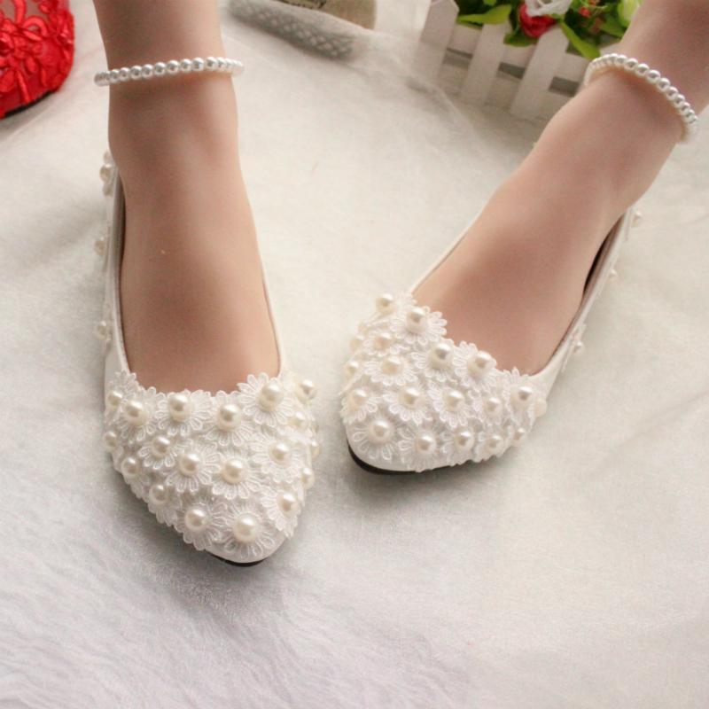 Comfy Wedding Shoes
 Pearls And Lace 2016 Wedding Shoes Flats Bridal Shoes