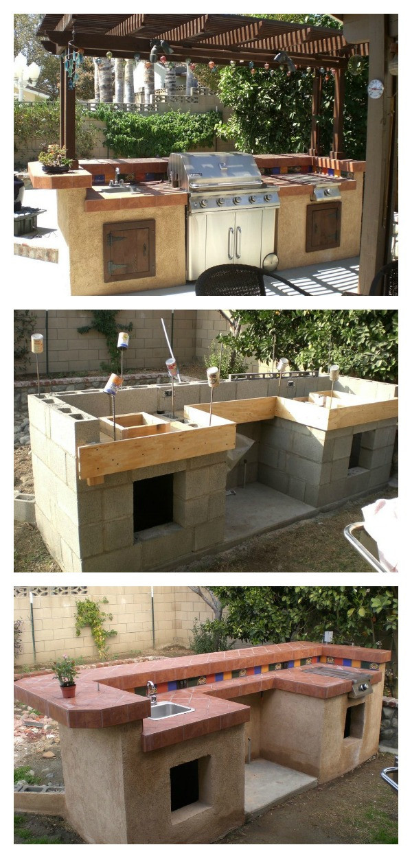 Concrete Outdoor Kitchen
 DIY Concrete Cinder Blocks Outdoor Barbecue Kitchen