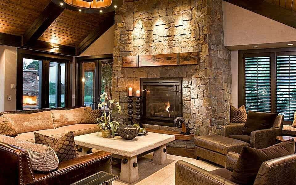 Contemporary Rustic Living Room
 Take a peek inside this stunning modern rustic Minnesota home