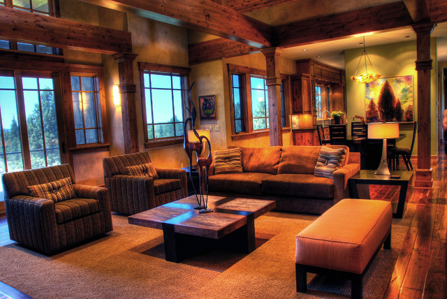 Contemporary Rustic Living Room
 Rustic Modern Mountain Retreat Contemporary Living