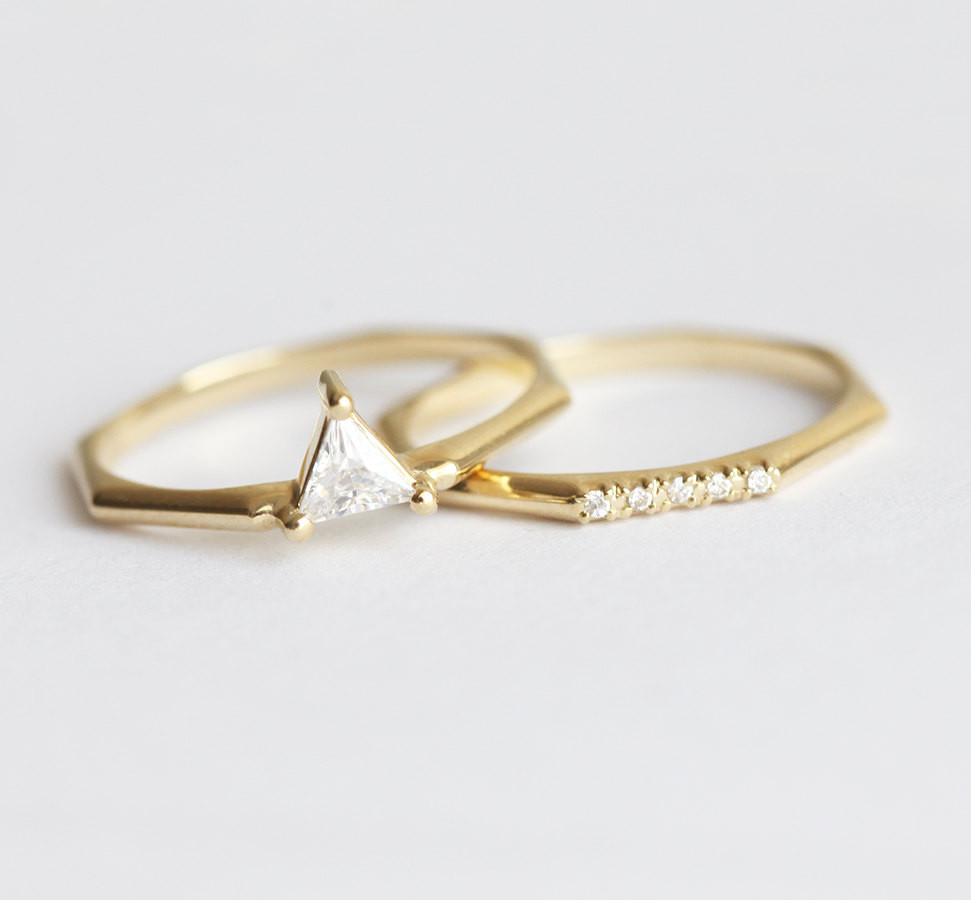 Contemporary Wedding Rings
 Modern Wedding Ring Set Trillion Diamond Ring Set Modern
