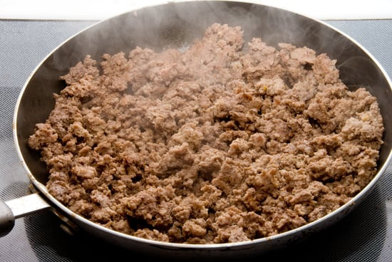 Cooked Ground Beef
 Sauteed Ground Beef and Pork