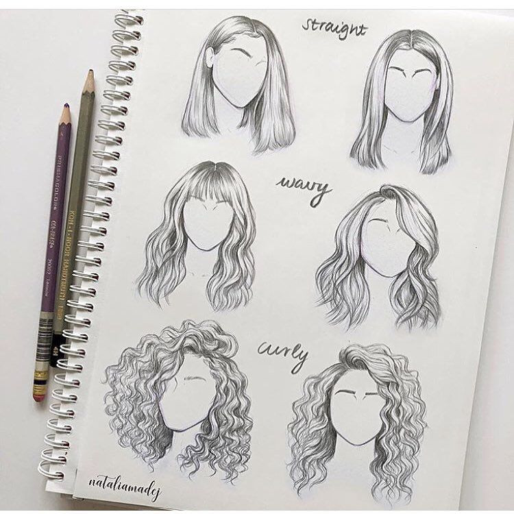 Cool Anime Hairstyles
 How to draw straight wavy curly hair different sides
