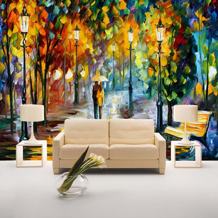 Cool Wall Art For Bedroom
 Unique Knife painting Wallpaper Colorful street Wall Mural