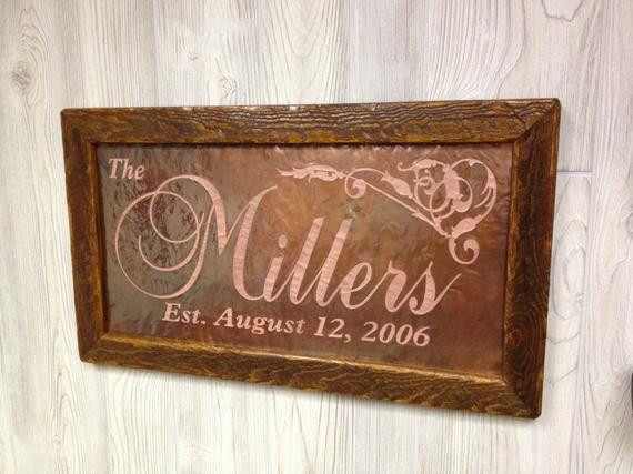 Copper Anniversary Gift Ideas
 7th Anniversary Gift Personalized Copper Sign by