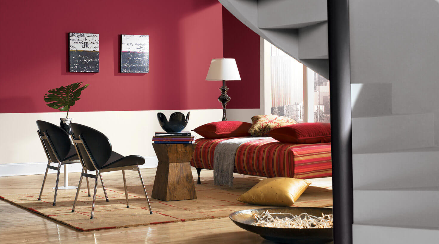 Cost To Paint Living Room
 Living room color – crimson red and grey – Remodeling Cost