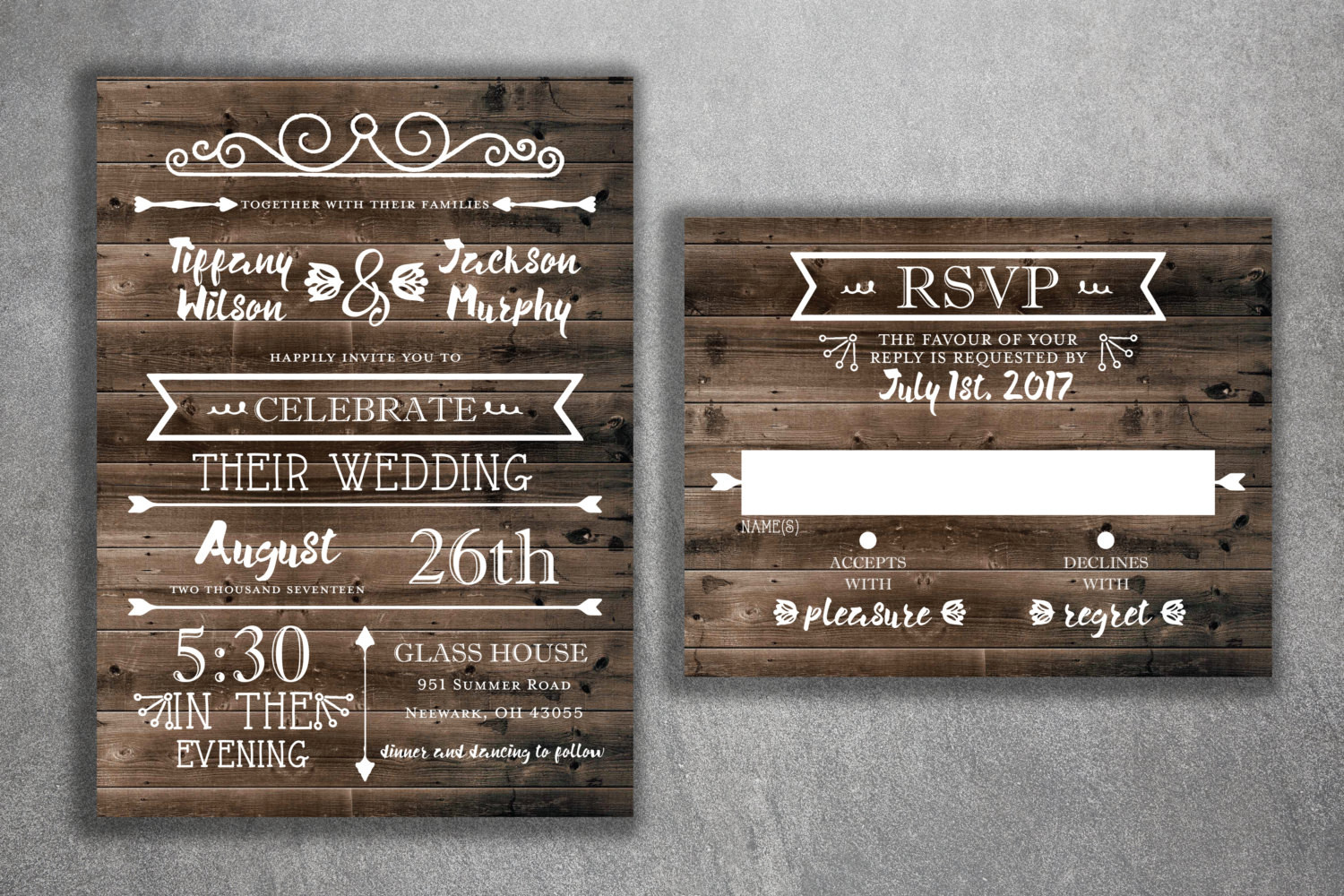 Country Wedding Invitation
 Country Wedding Invitations Set Printed Rustic Wedding