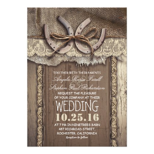 Country Wedding Invitation
 vintage country wedding invitations 5" x 7" invitation