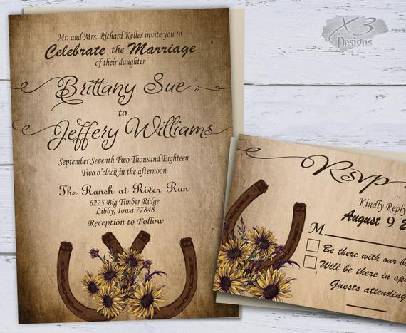 Country Wedding Invitation
 Sunflower Country Wedding Invitations Printable Rustic