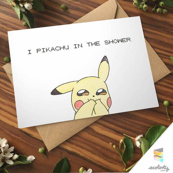 Couple Birthday Gift Ideas
 CHEEKY PIKACHU CARD Love Pokemon go greeting card I by