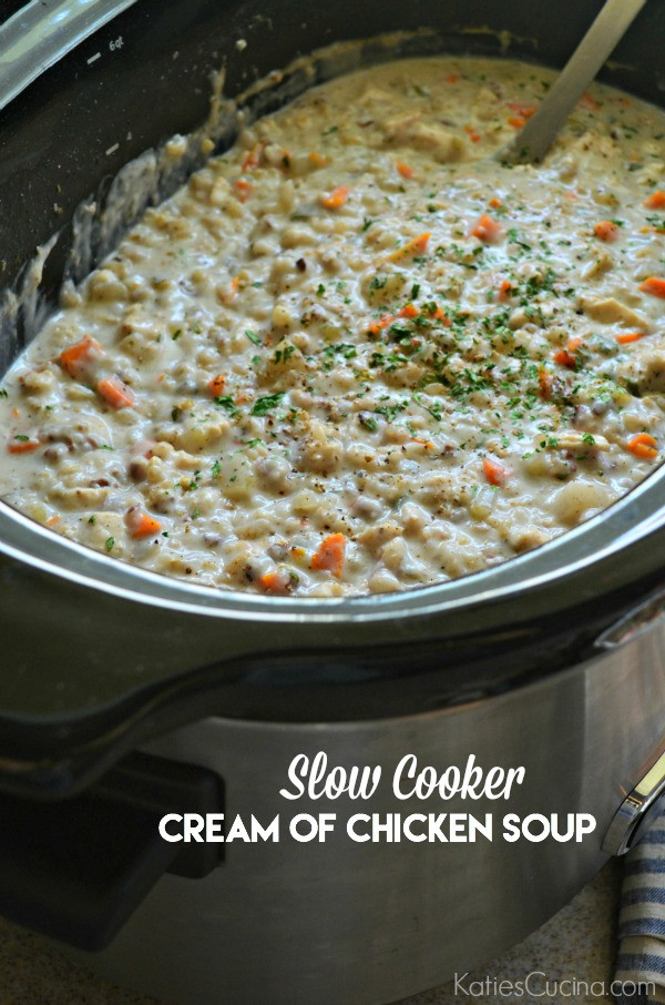 Cream Of Chicken Soup Slow Cooker Recipe
 Slow Cooker Cream of Chicken and Wild Rice Soup Katie s
