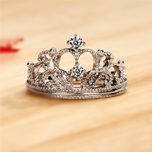 Crown Wedding Rings
 Exquisite Princess Crown Cubic Zirconia 925 Sterling