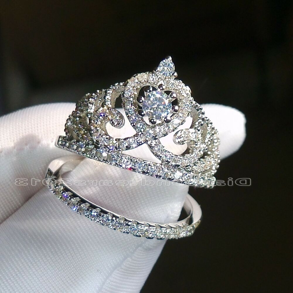 Crown Wedding Rings
 Size5 10 Jewelry Retro silver filled Topaz women Crown