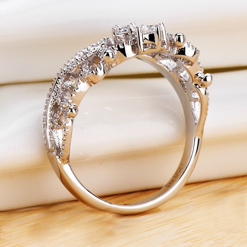 Crown Wedding Rings
 Exquisite Princess Crown Cubic Zirconia 925 Sterling
