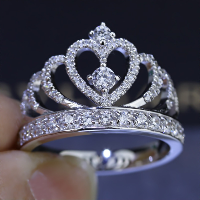 Crown Wedding Rings
 Aliexpress Buy Women Crown ring Handmade 1 5ct AAAAA