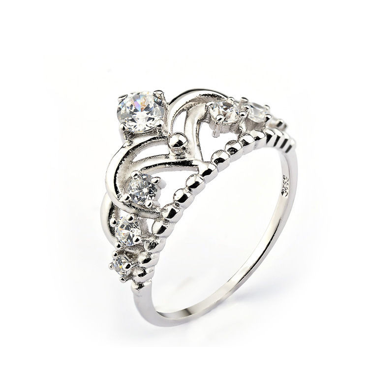Crown Wedding Rings
 New 925 Sterling Silver Crown Ring Princess Ring