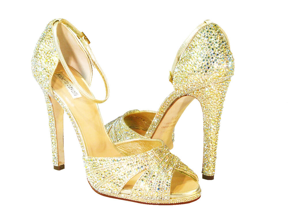 Crystal Wedding Shoes
 NIB Roberto Cavalli Gold Swarovski Crystal Wedding Shoes