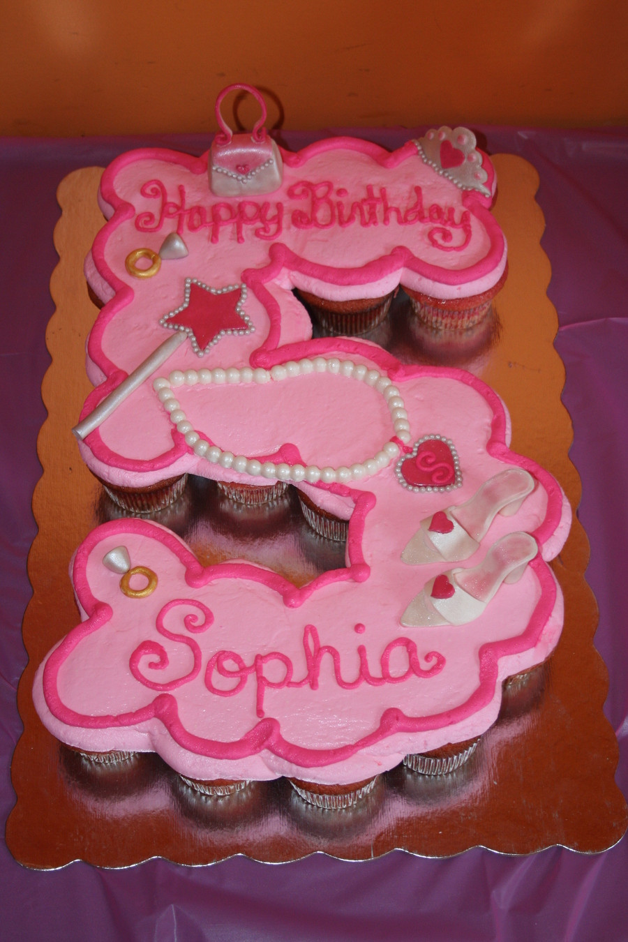 Cupcake Birthday Cake
 Princess Fifth Birthday Cupcake Cake CakeCentral