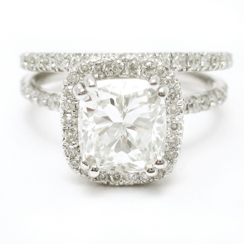 Cushion Cut Wedding Rings
 3 00CTW Cushion Cut Semi Eternity Diamond Engagement Ring