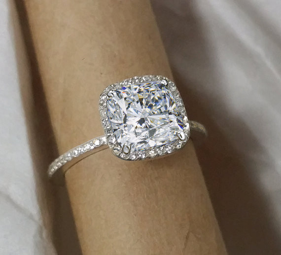 Cushion Cut Wedding Rings
 Cushion Cut Diamond Halo Engagement Ring Charles Colvard