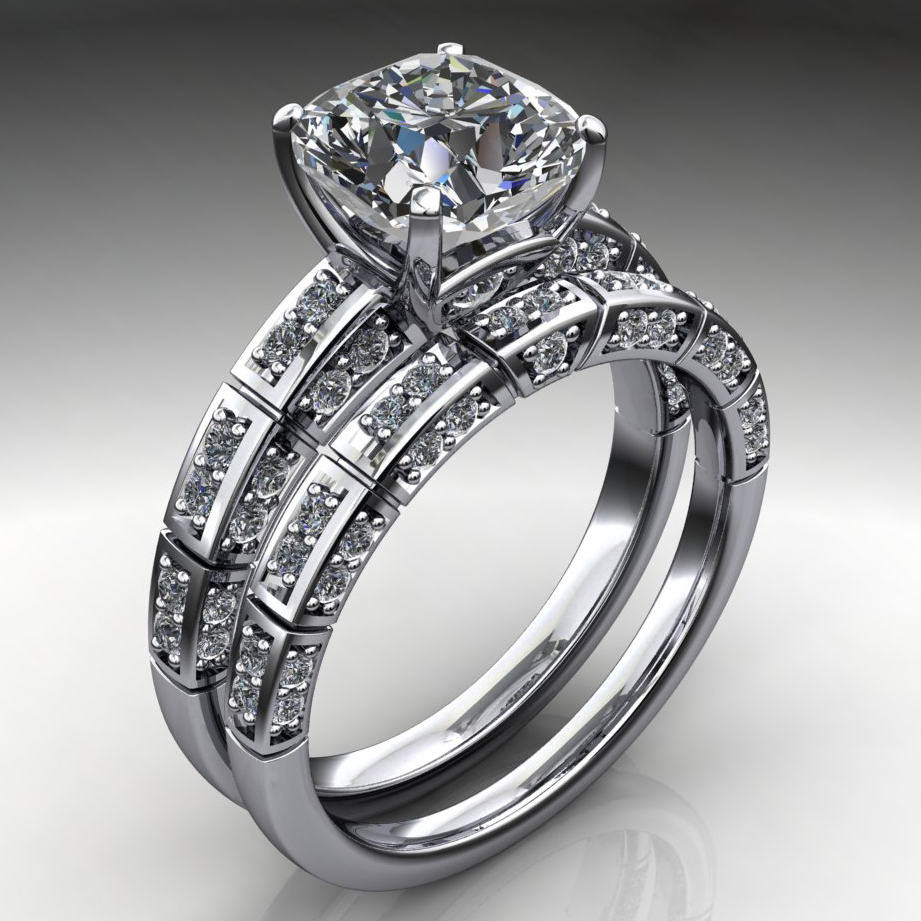 Cushion Cut Wedding Rings
 jada ring 2 carat cushion cut NEO moissanite engagement
