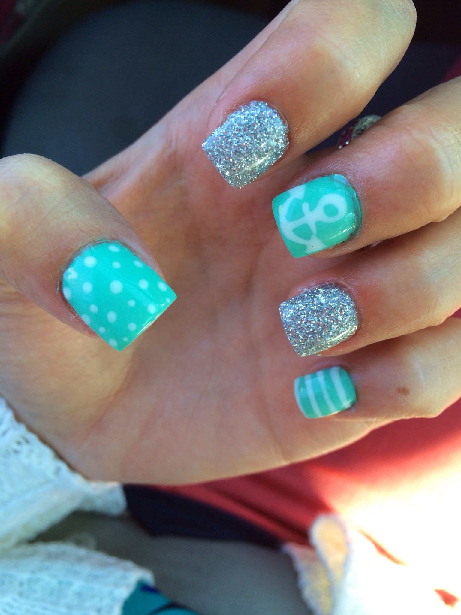 Cute Gel Nail Ideas
 Cute teal anchor gel nails gel nails cute