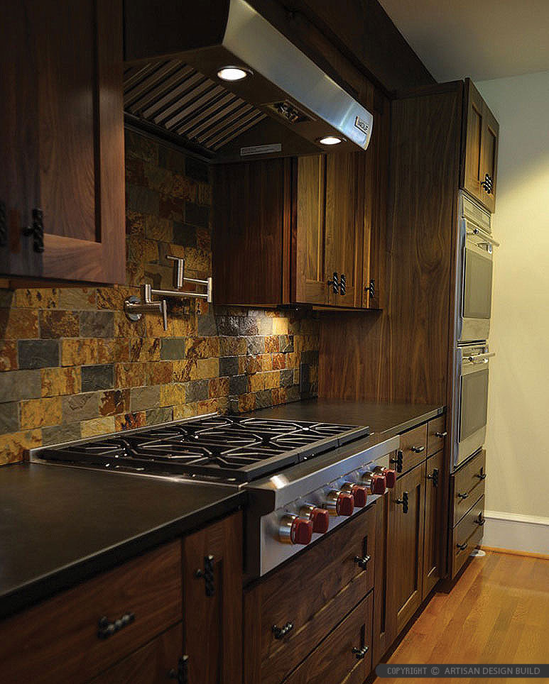 Dark Kitchen Backsplash
 Brown Gray SUBWAY SLATE BACKSPLASH Tile