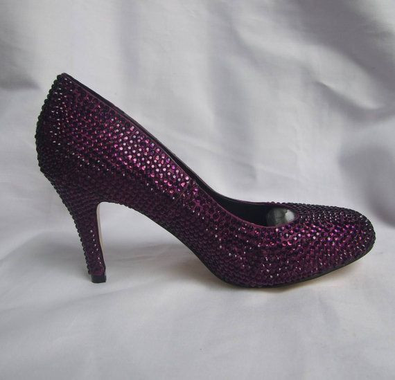 Dark Purple Wedding Shoes
 Dark Purple eggplant purple crystal wedding shoes for