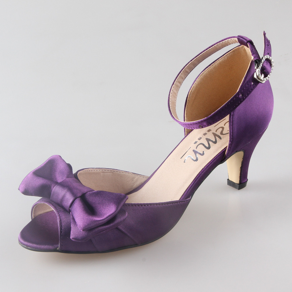 Dark Purple Wedding Shoes
 Handmade dark deep purple eggplat satin woman bridal shoes