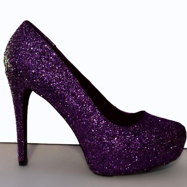 Dark Purple Wedding Shoes
 Women s Sparkly Purple Glitter high low Heels wedding